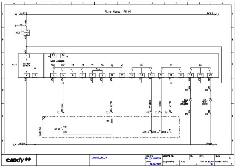 Diagrama elétrico, painel automação siemens scheinder