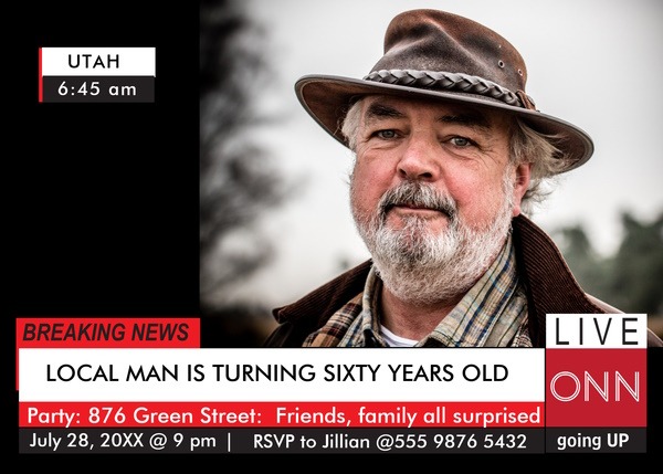 a man in a hat on the TV news brithday card