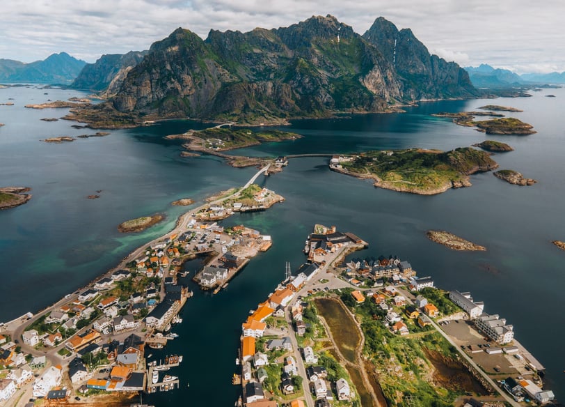 Views of Henningsvaer in the Lofoten Islands in Norway