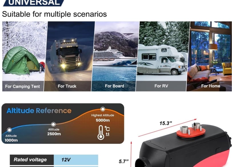 Triclicks 12V 5KW Diesel Heater installed in a campervan, providing warmth during winter.