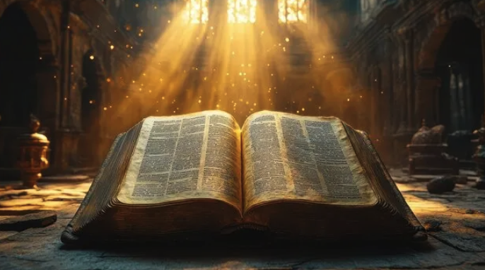 a book opened to reveal a book of the bible