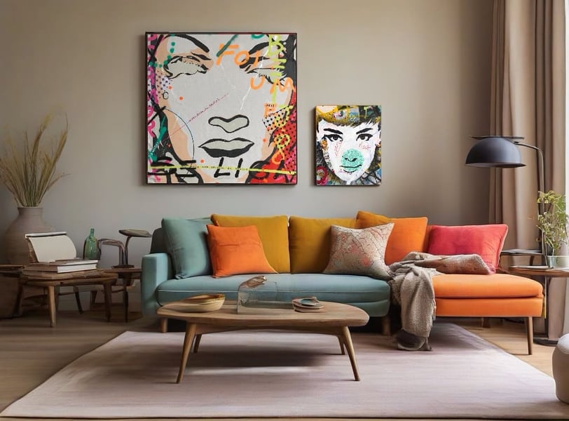 Pop-art em casa: quadro na parede da sala com um estilo moderno e divertido