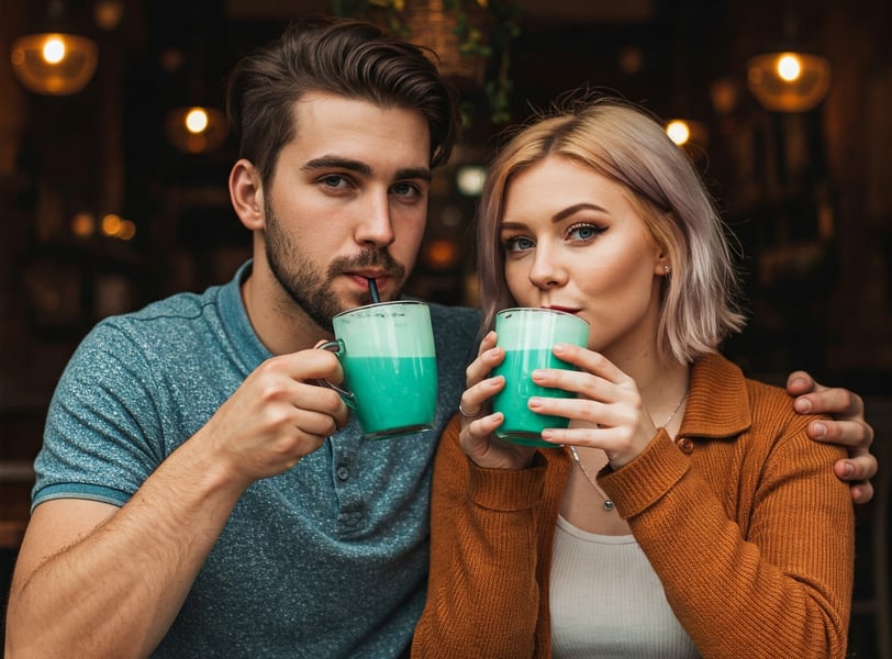 a man and woman drinking tea and drinking tea