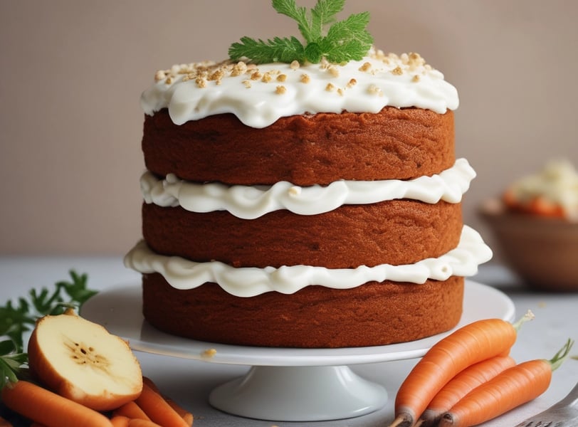 um bolo de cenoura em cima da mesa