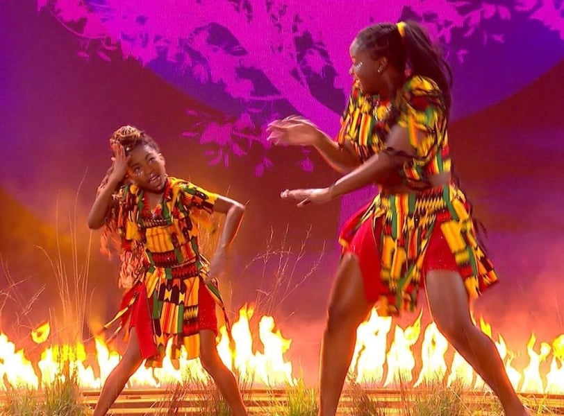 Afronita and Abigail at the finals of Britians Got Talent.