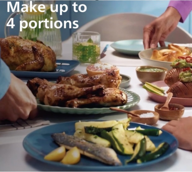 Philips Dual Basket Air Fryer NA350/00 with 9L capacity, dual baskets, and intuitive touchscreen control for healthy, versati