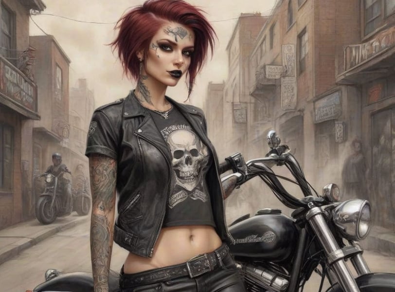 Camiseta estilizada com caveira motociclista da Cavérik.