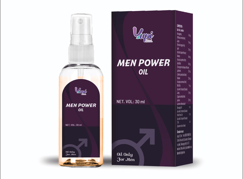 a bottle of men's power oil