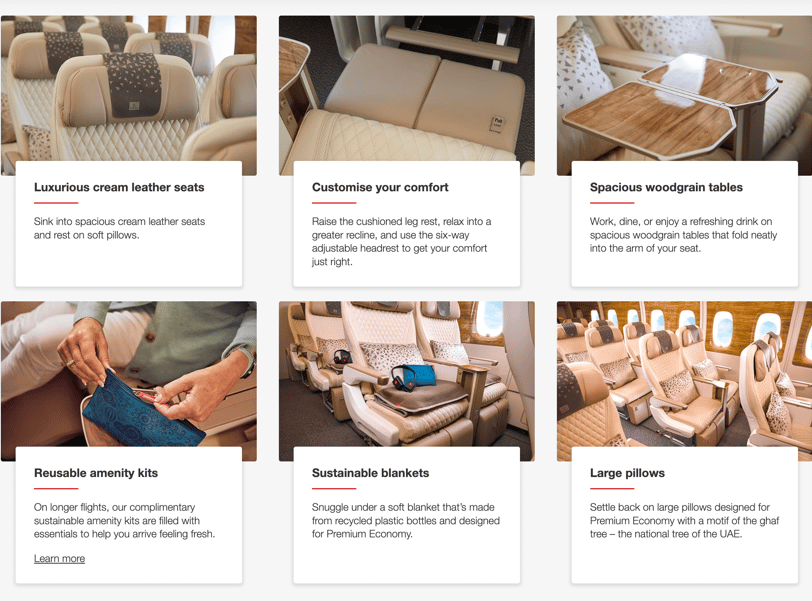 Fly Emirates Premium Economy class luxury feeling