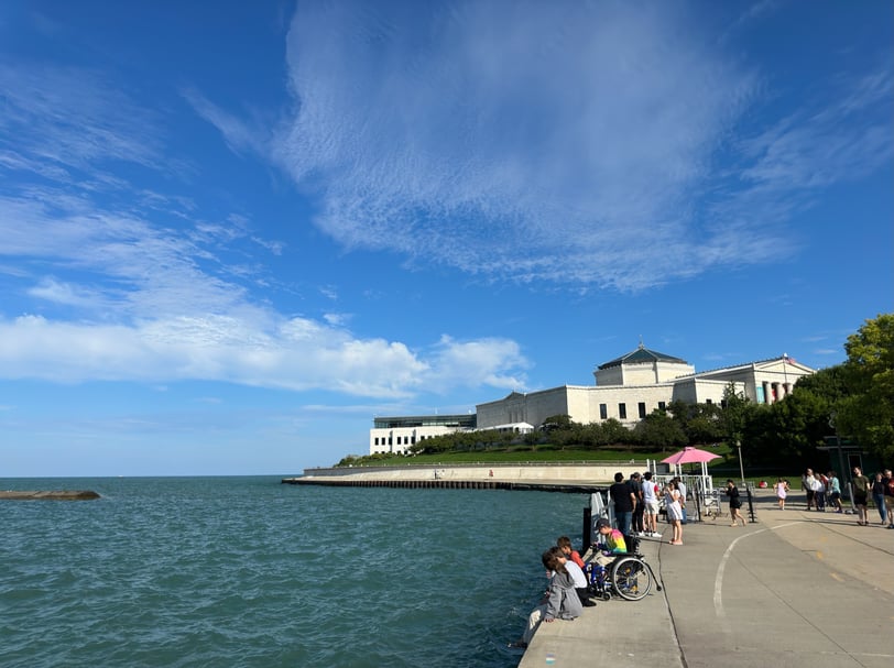 The aquarium in Chicago overlooking Lake Michigan