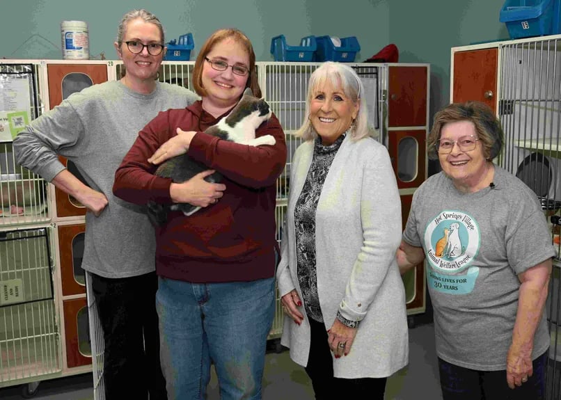 JP Stephanie Johnson holding a sweet cat while visiting HSVAWL