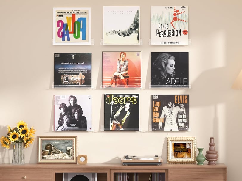 a wooden entertainment center with a record player and a record player