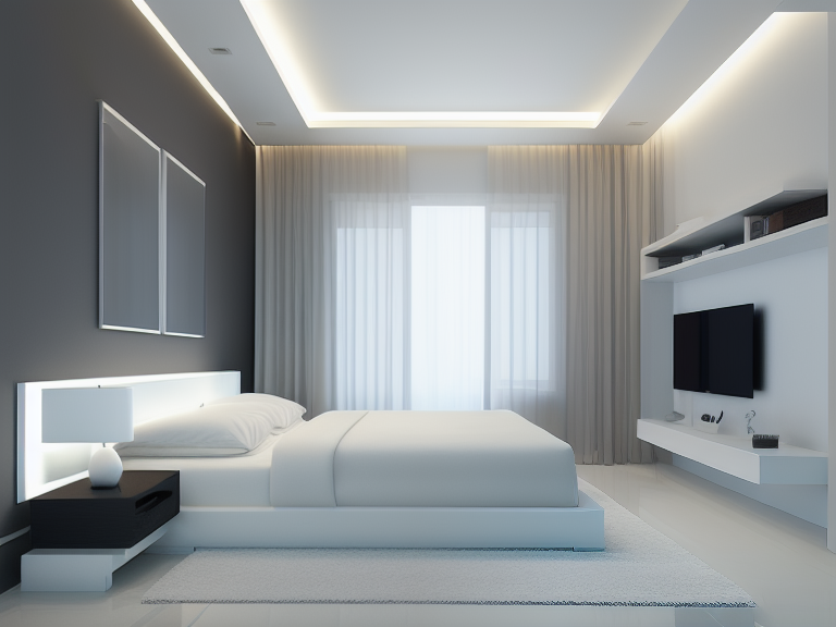 a bedroom with a bed and a tv