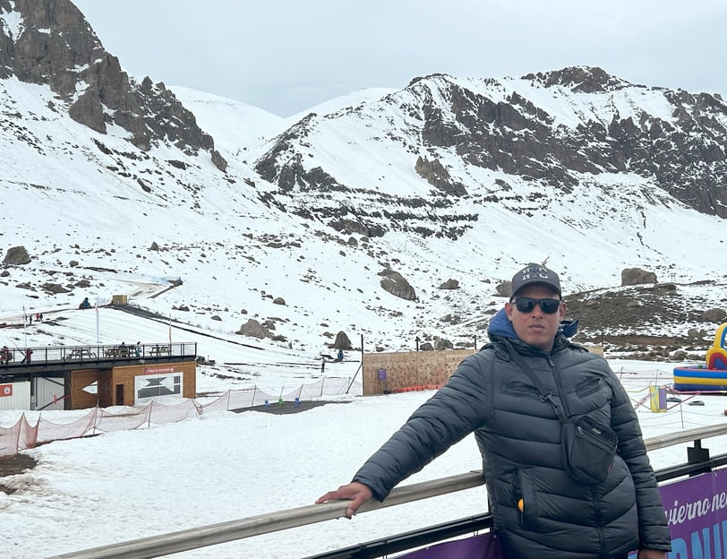 curioso maneiras em uma foto nas montanhas em farellones