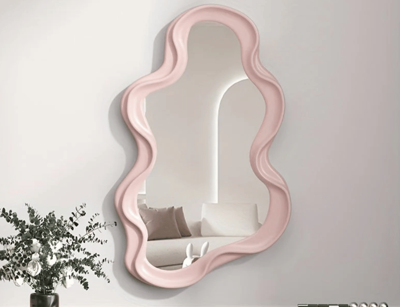 pink asymmetrical mirror