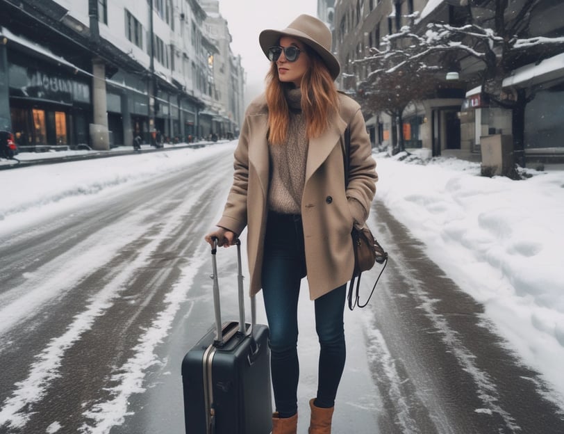 road covered by snow near vehicle traveling at daytime
