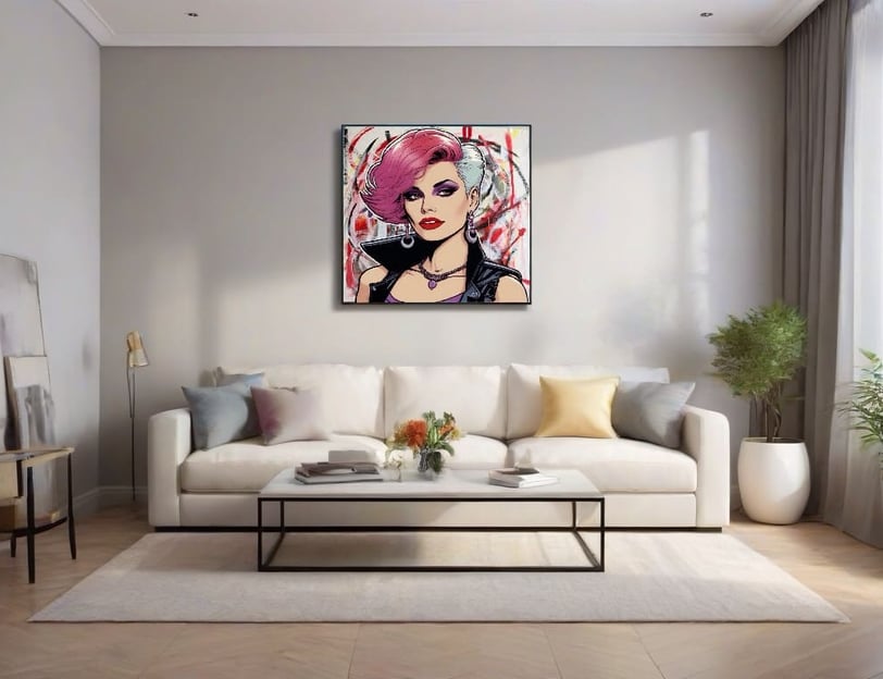 Histórias nas paredes: Rostos personalizados em quadros, contando narrativas visuais.