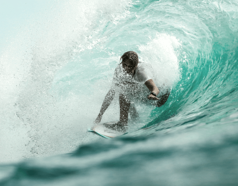 surfer navigating wave