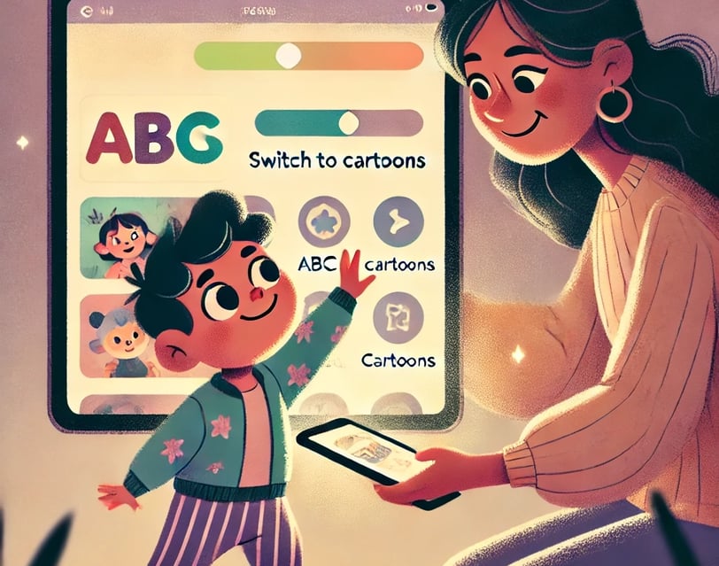 a child enjoys learning with video auto-switching