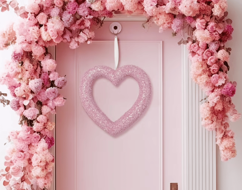 spring door color ideas 2025, pink door color, pink door accessories, pink floral