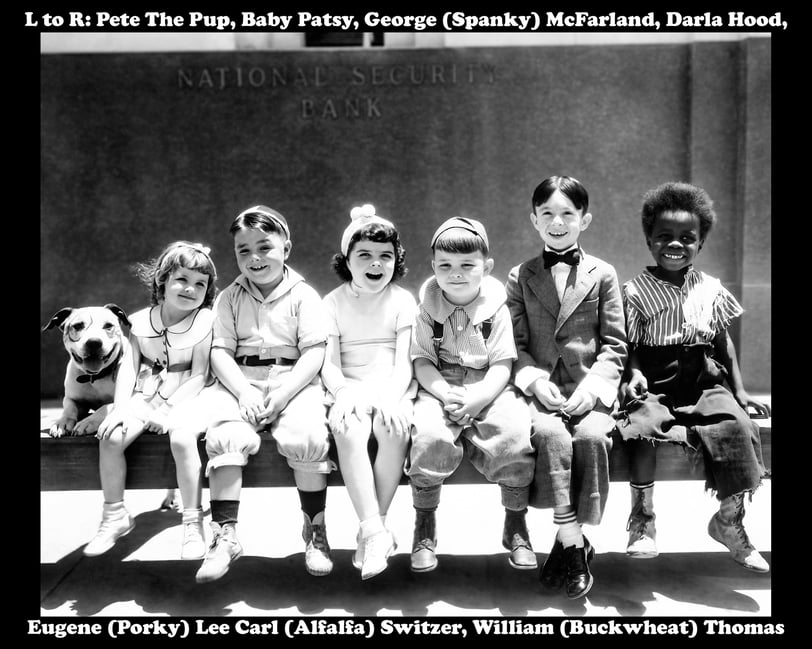 An Our Gang / Little Rascals publicity still including Spanky, Darla, Alfalfa, Buckwheat and others.