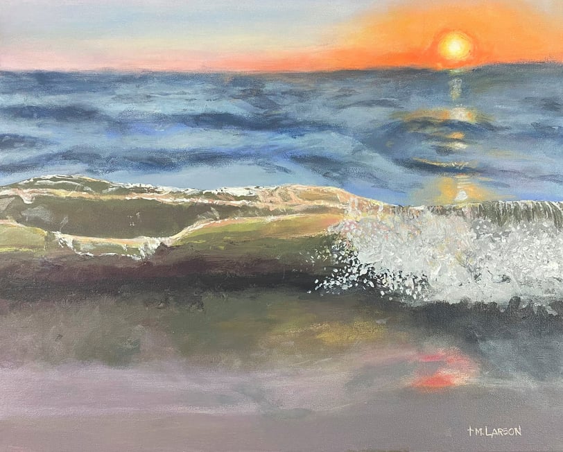 Lake Michigan Painting of a wave, Lake Michigan beach painting