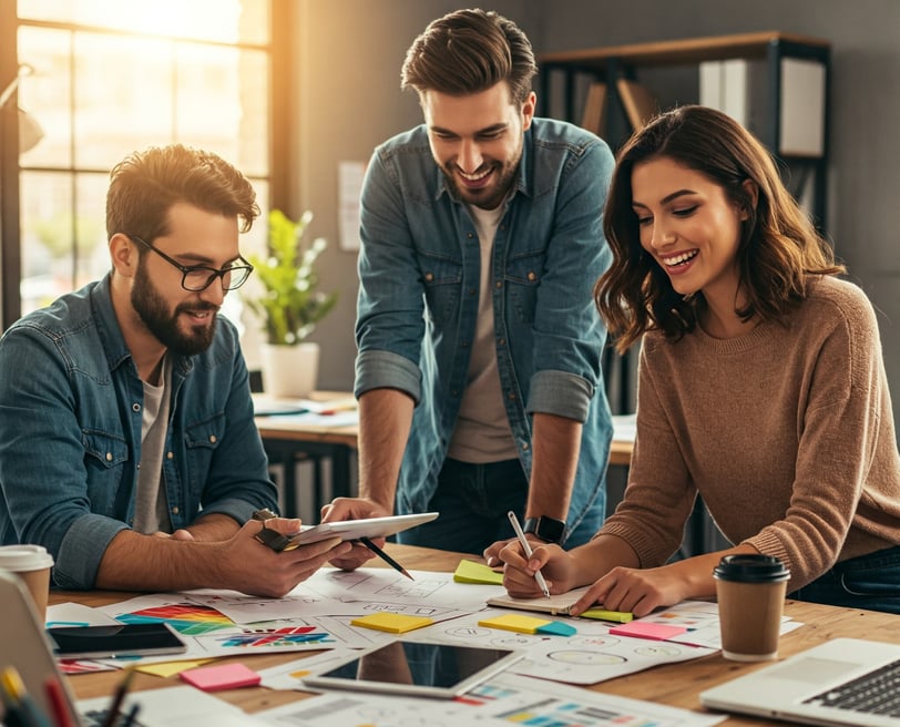 a group of people working on a project