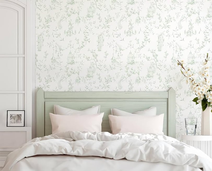 green and white floral wallpaper