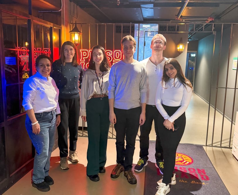The team at Prison Island. From left to right: Nasrin, Klaudia, Laura, Demetrio, Bastien 
