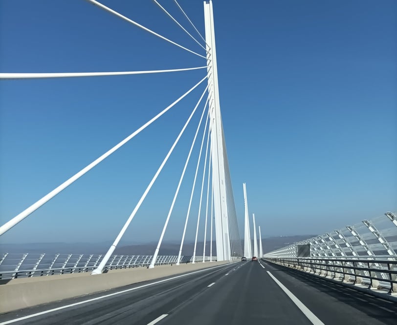 Passing over  the Millau suspension bridge 