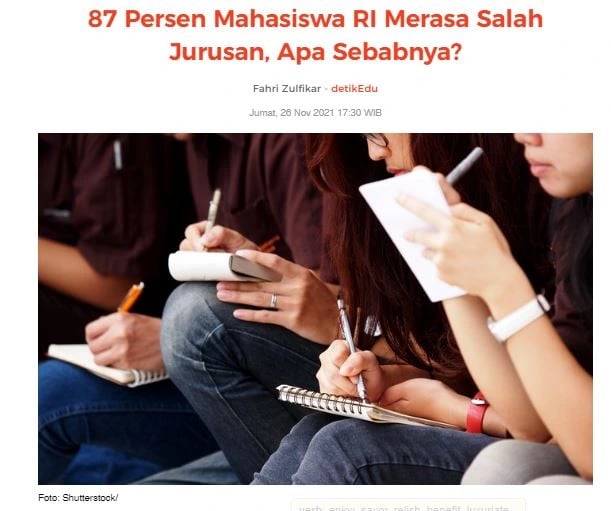 87 Persen Mahasiswa Merasa Salah Jurusan