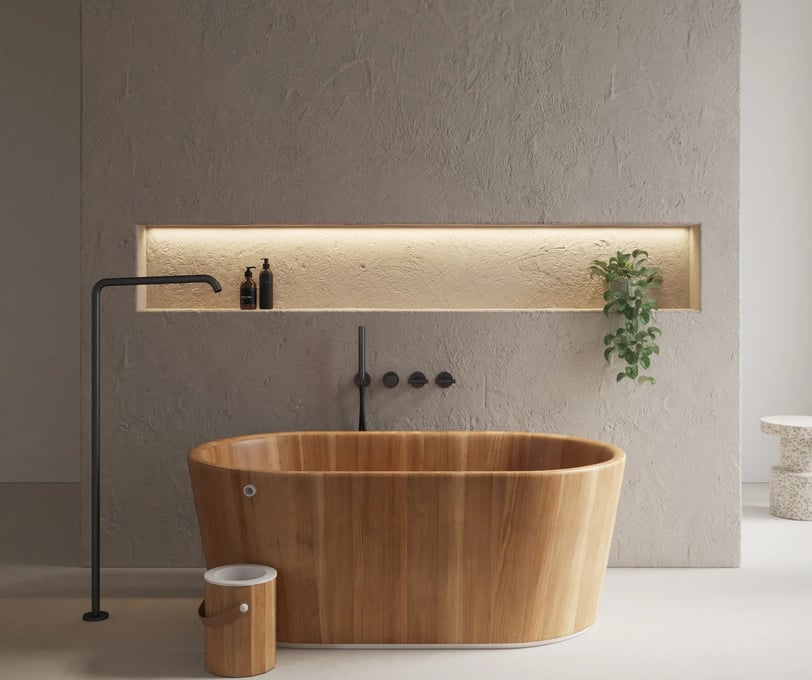circle neutral wood bathtub