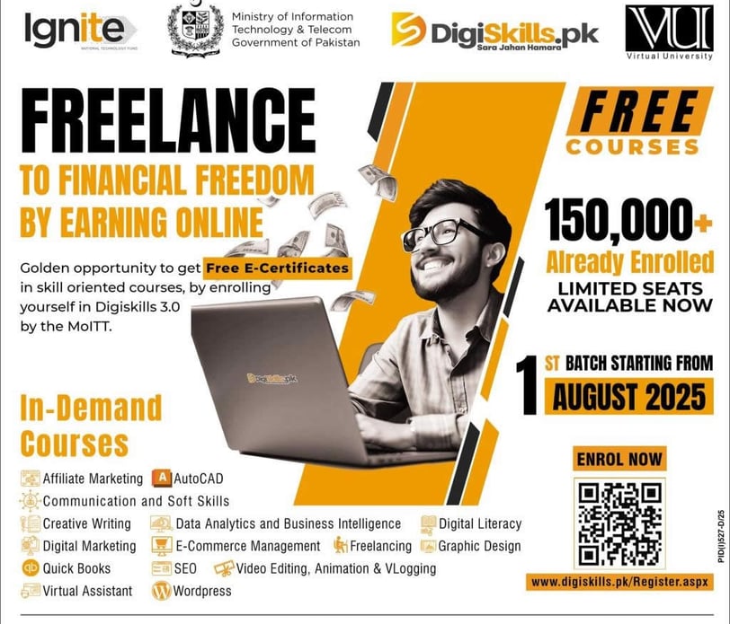 Digiskills Pakistan Free Online Courses July 2025 – Ad in Daily Express newspaper