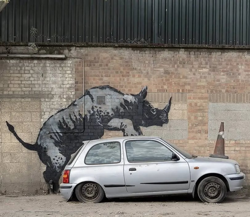 intervenção urbana do artista Banksy