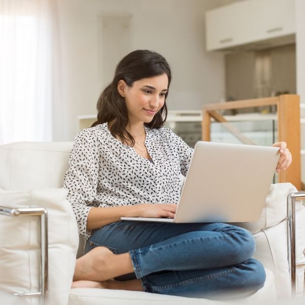 woman on her computer
