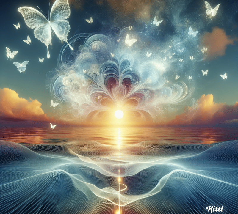 a beautiful sunset with a beautiful sky and butterflies. "Think Like a Monk: Train Your Mind for Pea