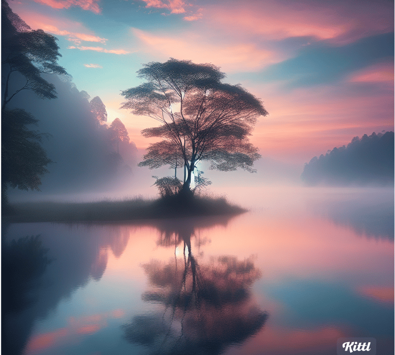 tree in the middle of a lake. "Think Like a Monk: Train Your Mind for Peace and Purpose" by Jay Shet