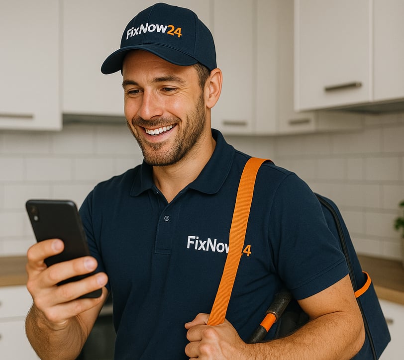 Ouvrier FixNow24 qui reçoit une intervention via l'application mobile