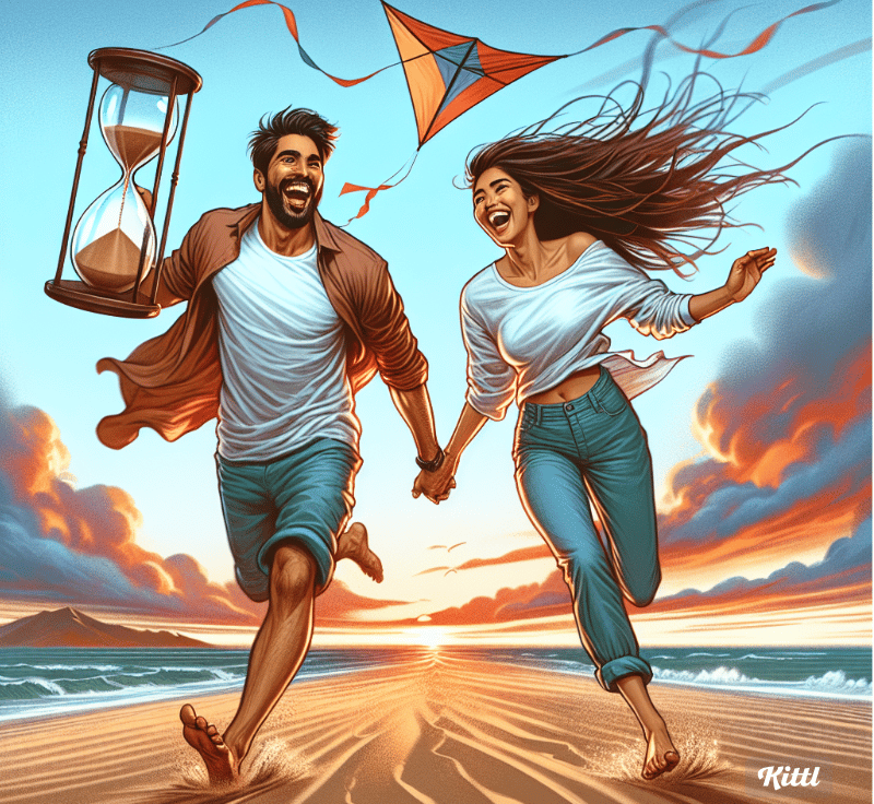 man and woman running on the beach. "Think Like a Monk: Train Your Mind for Peace and Purpose" by Ja
