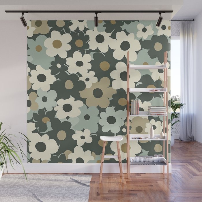 Boho Styled Vintage Floral Garden Wall Mural