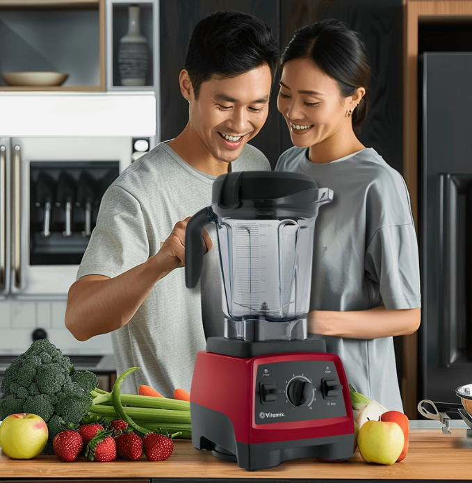 a man and woman standing in a kitchen