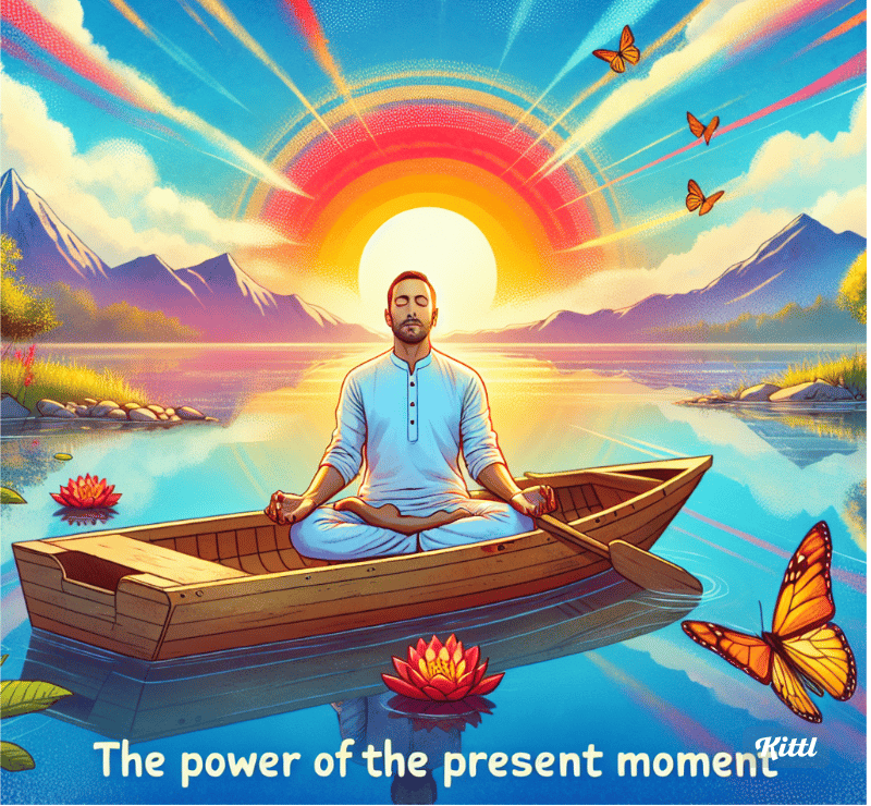 a man sitting in a boat with a butterfly on it