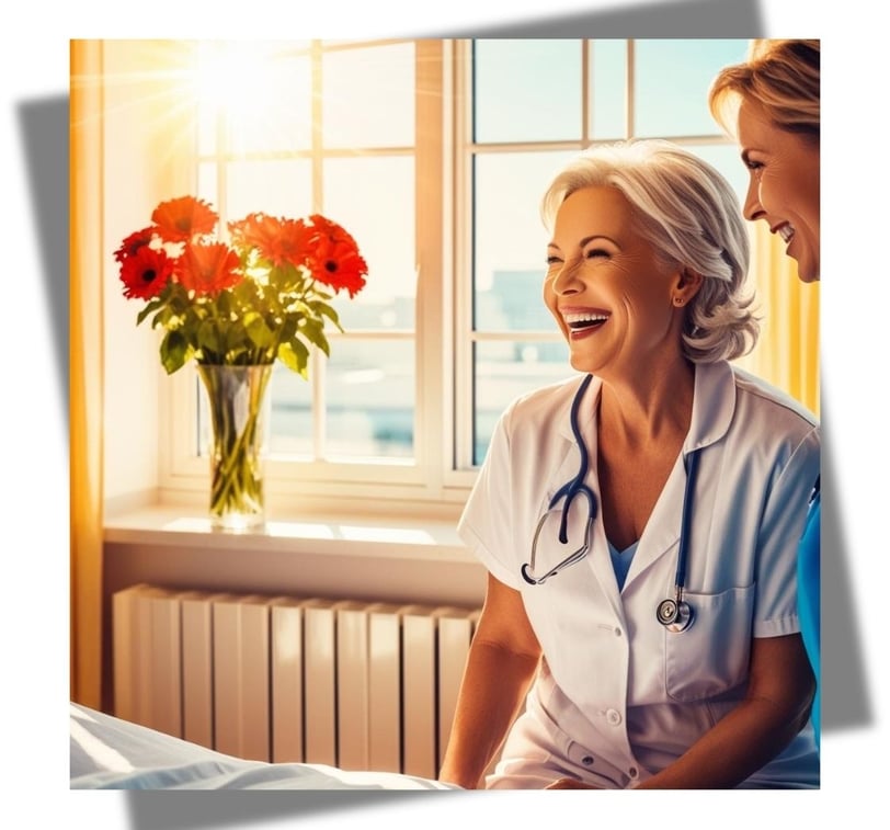 a nurse and a nurse in a hospital room