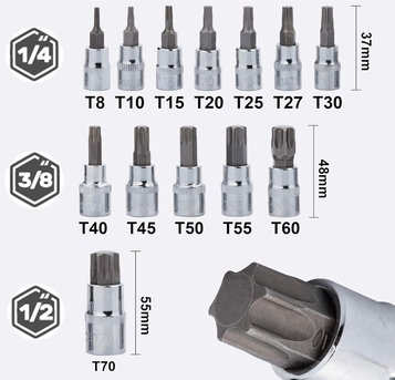 US Pro 13 pc Metric Hex Bit Socket Set in Case