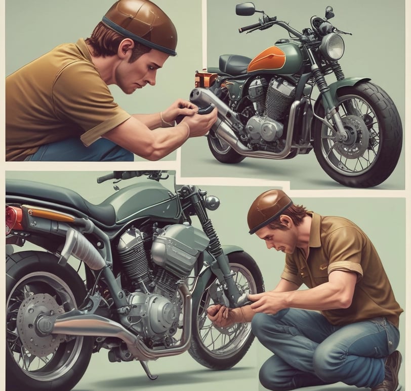 desenho de um homem mexendo na moto