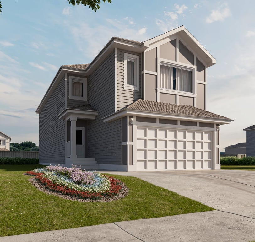 Exterior render of a single family house.