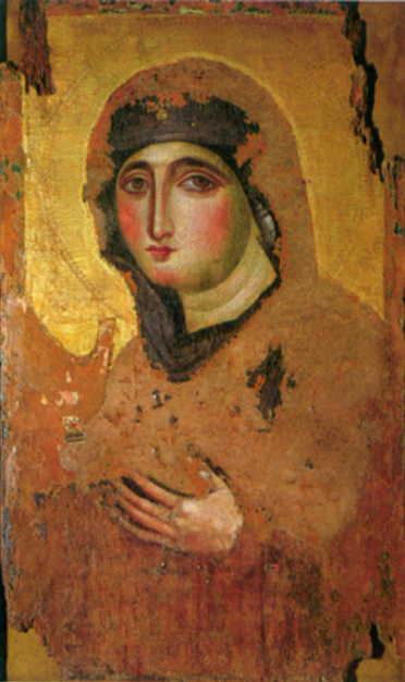 Peinture du portrait de la Vierge Marie