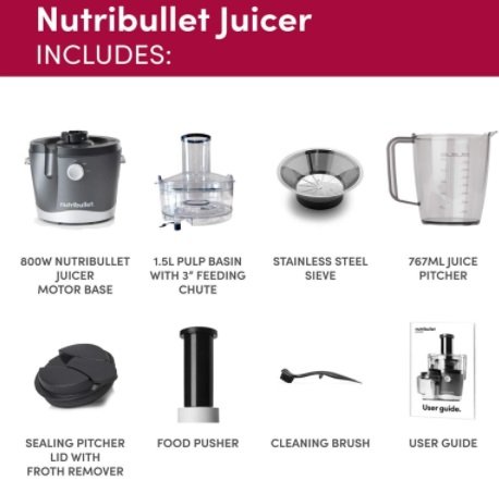 Nutribullet 800W Centrifugal Juicer with wide chute for fresh juice