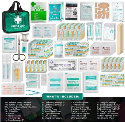 200-piece first aid kit with green case