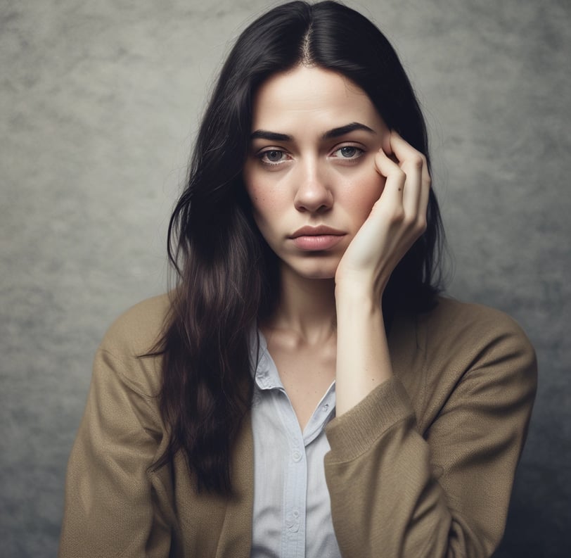 woman looking sad